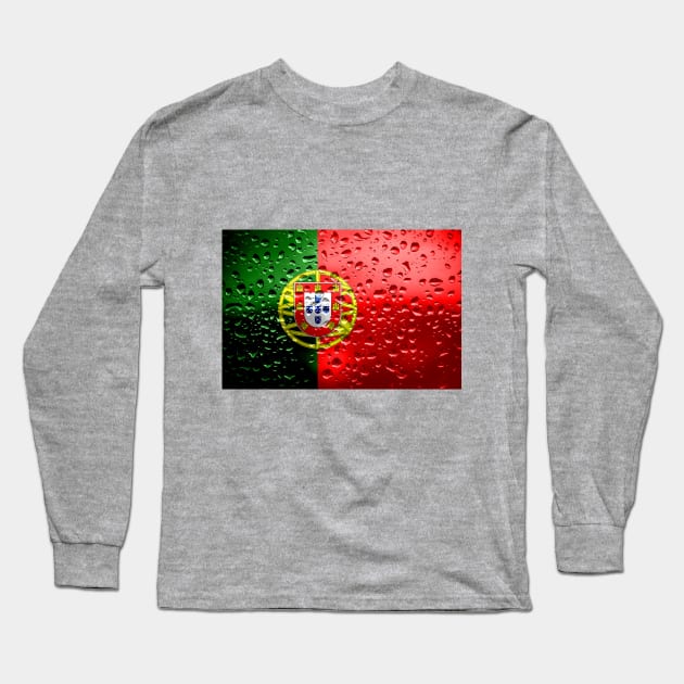 Flag of Portugual - Raindrops Long Sleeve T-Shirt by DrPen